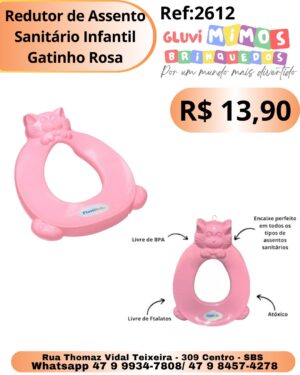 Redutor de Assento Sanitário Infantil Gatinho Rosa