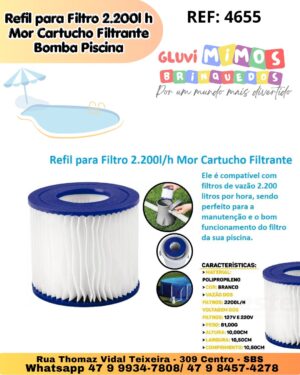 Refil para Filtro 2.200l/h Mor Cartucho Filtrante Bomba Piscina