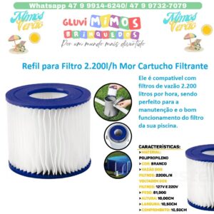 Refil para Filtro 2.200l/h Mor Cartucho Filtrante Bomba Piscina
