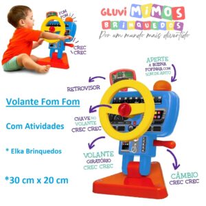 Volante Fom Fom Para Bebês Com Atividades - Elka Brinquedos - 30 cm x 20 cm