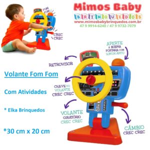 Volante Fom Fom Para Bebês Com Atividades - Elka Brinquedos - 30 cm x 20 cm