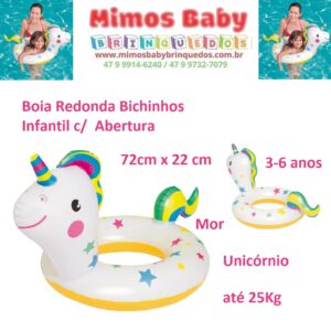 Boia Redonda Bichinhos Infantil c/  Abertura 72cm x 22 cm 3-6 anos - Mor - Unicórnio - até 25Kg