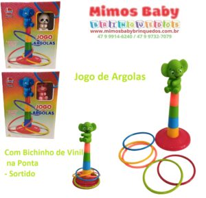 Jogo de Argolas  -  Com Bichinho de Vinil na Ponta - Sortido