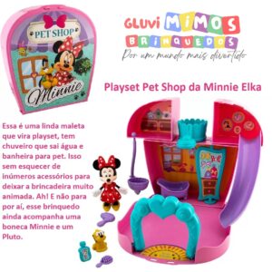 Maleta que Vira Playset Pet Shop da Minnie Elka -  Com Personagens Acessórios * Sai Agua