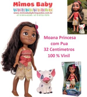 Boneca Moana Princesa Disney 32 Centímetros  com Pua - Cotiplás- 100 %