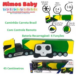Caminhão Carreta Com Controle Remoto Bateria Recarregável 6 Funções - 45 Centímetros  Brasil - CKS Toys