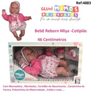 Boneca Miya  Reborn Com Mamadeira e Mordedor - Realista - 46 Centímetros