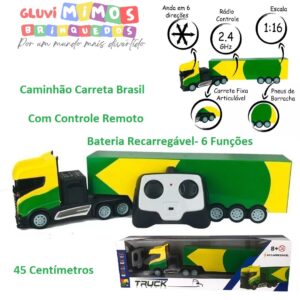 Caminhão Carreta Com Controle Remoto Bateria Recarregável 6 Funções - 45 Centímetros  Brasil - CKS Toys