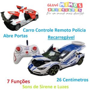 Carro Controle Remoto Cks Toys Polícia Abre Portas - 26 Centímetros  -  Recarregável