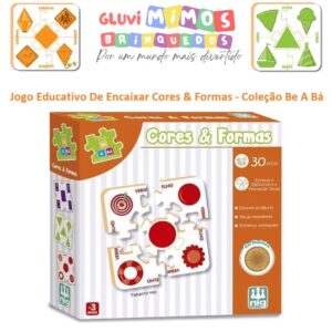 Jogo Educativo De Encaixar Cores & Formas - Coleção Be A Bá - 30 peças - Madeira