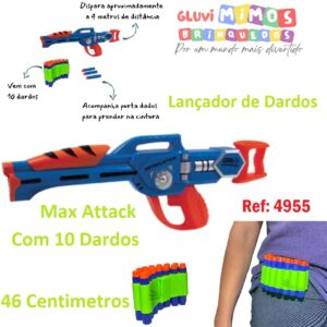 Lançador de Dardos Max Attack Com 10 Dardos Pica-Pau - 46 Centimetros