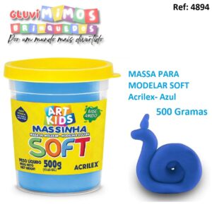 MASSA PARA MODELAR SOFT  Acrilex - 500 Gramas - Azul