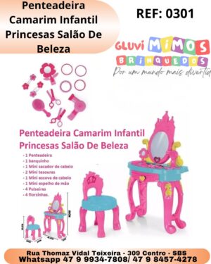 Penteadeira Camarim Infantil Princesas Salão De Beleza