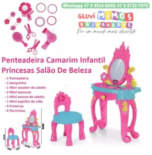 Penteadeira Camarim Infantil Princesas Salão De Beleza