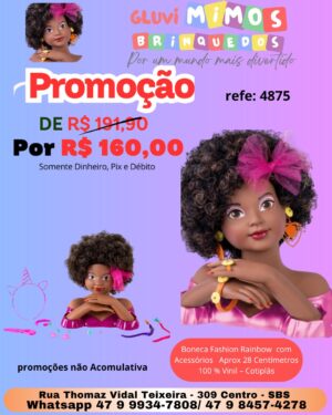 Boneca Fashion Rainbow Charmosa com Acessórios -  Aprox 28 Centímetros - 100 % Vinil - Cotiplás