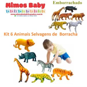 Kit 6 Animais Selvagens de  Borracha