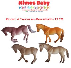 Kit com 4 Cavalos Emborrachado 17 Cm