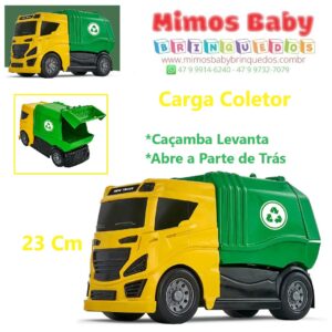 BS Carga Coletor - BS Toys - 23 Cm - Caçamba Levanta - Abre a Parte de Trás