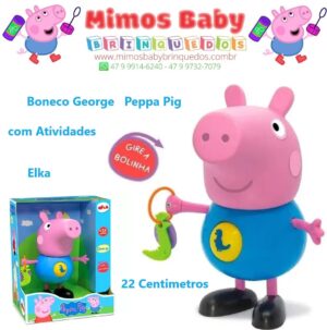 Boneco  Peppa Pig George com Atividades - Elka - 22 Centimetros
