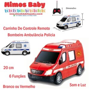 Carrinho De Controle Remoto  - Zoop Toys -  Branco ou Vermelho - 20 cm - 6 Funções - Som e Luz