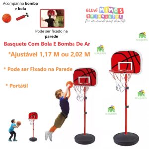 Basquete Radical 2,02M De Altura Ajustável Com Bola E Bomba De Ar