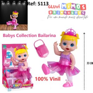 Boneca Babys Collection Bailarina - Super Toys 33  Centimetros - 100% Vinil