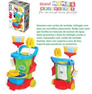 Carrinho de Limpeza Infantil Cleaning Trolley Colorido - Maral