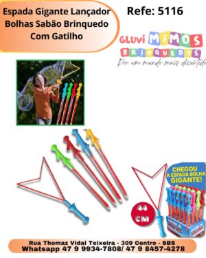 Espada Gigante Lançador Bolhas Sabão Brinquedo Com Gatilho