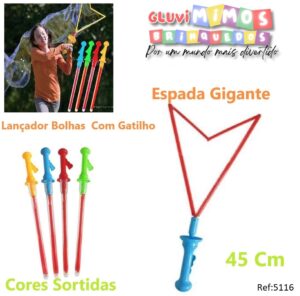 Espada Gigante Lançador Bolhas Sabão Brinquedo Com Gatilho