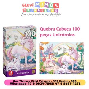 Quebra Cabeça 100 peças Unicórnios - Grow