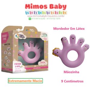 Mordedor Infantil Látex Mãozinha Rosa Pais e Filhos - 9 Centimetros