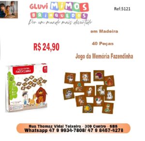 Jogo da Memoria Fazendinha  em Madeira