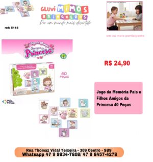 Jogo da Memória Amigos da Princesa em Madeira 40 Peças - Pais e Filhos