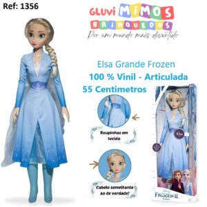 Boneca Elsa Grande Frozen 55cm Disney Original Baby Brink