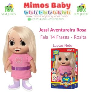Boneca Jessi Aventureira Rosa Luccas Neto Fala 14 Frases - Rosita - 27 Centimetros