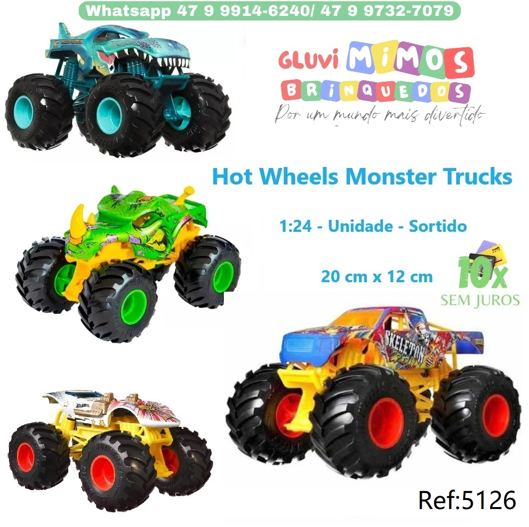 Hot Wheels Monster Trucks Veículo de Brinquedo 1:24 – Unidade – Sortido ...