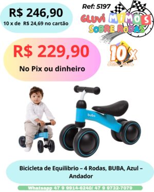 Bicicleta de Equilibrio - 4 Rodas, BUBA, Azul - Andador