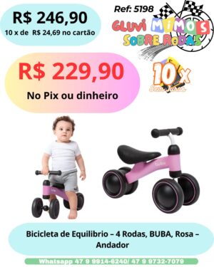 Bicicleta de Equilibrio - 4 Rodas, BUBA, Rosa - Andador