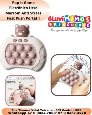 Pop-it Game Eletrônico Urso Marrom Anti Stress Fast Push Portátil