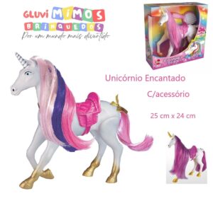 Boneco Unicórnio Encantado C/acessório 25 cm x 24 cm  - Lider 100% vinil