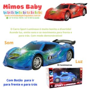 Carro a pilha Sport Luminous - Luz e Som - Com Botões para Controlar - 19 Centimetros