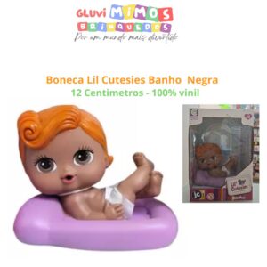 Boneca Lil Cutesies Banho Tartaruga Negra Cotiplas - 12 Centimetros - 100% vinil