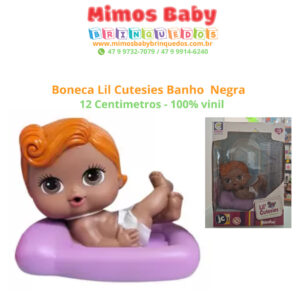 Boneca Lil Cutesies Banho Tartaruga Negra Cotiplas - 12 Centimetros - 100% vinil