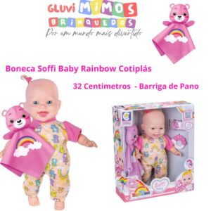 Boneca Soffi Baby Rainbow Cotiplás -  32 Centimetros  - Barriga de Pano