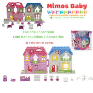 Casinha Encantada  Com Bonequinhos e Acessórios - 26 Centimetros Aberta