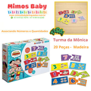Jogo Associando Números e Quantidades Turma da Mônica - 20 Peças -  Madeira