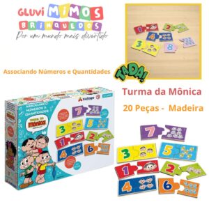 Jogo Associando Números e Quantidades Turma da Mônica - 20 Peças -  Madeira