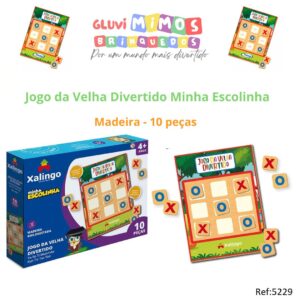 Jogo da Velha Divertido Minha Escolinha Xalingo - Madeira -10 peças