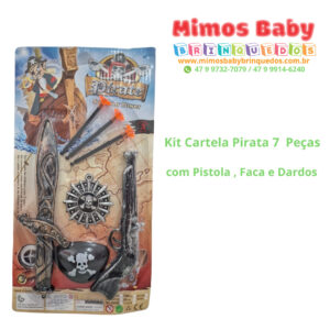 Kit Cartela Pirata 7  Peças com Pistola , Faca e Dardos