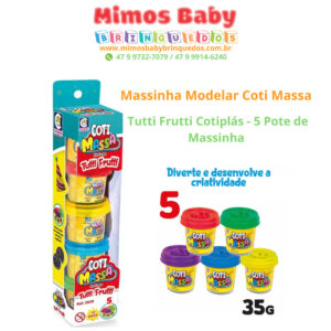 Massinha de Modelar Coti Massa Kit Festa Tutti Frutti Cotiplás - 5 Pote de Massinha